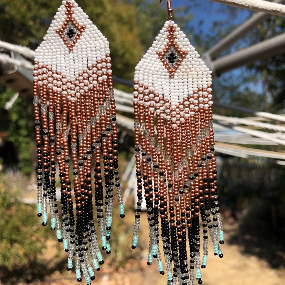 Handmade beaded fringe earrings